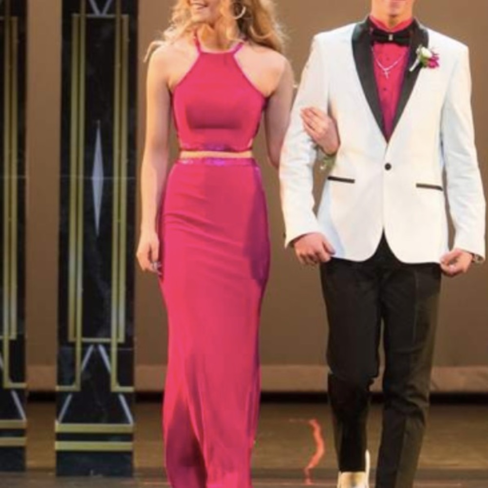 Fuchsia two piece prom dress, size 00